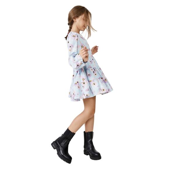 Bardot Junior Size 8 Blue Ella Broderie Dress Floral Embroidered Tiered I28-1 - Picture 1 of 10